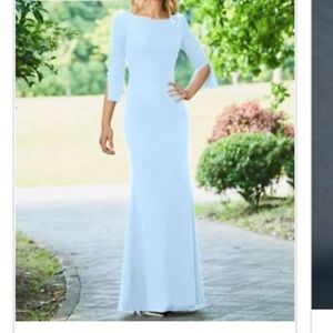 Blue Quarter Sleeve Formal Gown Dress with Pearls Size 4 or S NWT